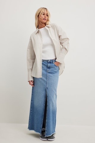 Jupe longue en jean - Bleu marine