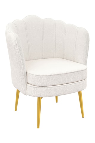 Sillón Arielle - Blanco y dorado - Terciopelo