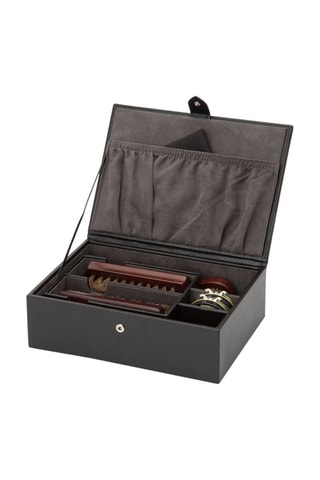 Estuche de piel de abrillantado Blake - Negro y gris