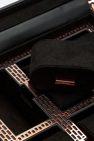 Estuche para relojes de piel vegana Axis - Negro y dorado