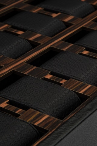 Estuche de relojes de piel vegana y madera de ébano Roadster - Negro