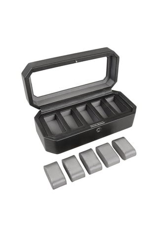 Estuche de piel para 5 relojes Windsor - Negro