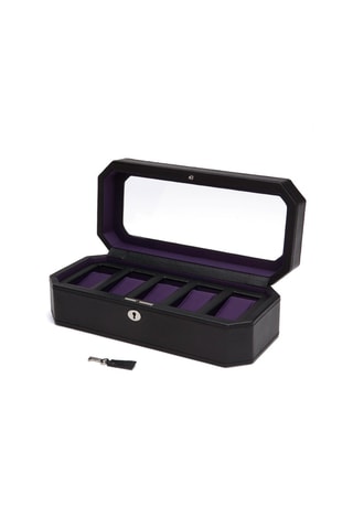 Estuche de piel para 5 relojes Windsor - Negro y violeta