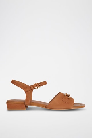 Sandales à talons en cuir de chèvre nubuck New Eraklia 15 - Marron