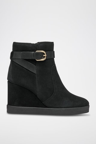 Bottines compensées en cuir de veau Elidea - Noir