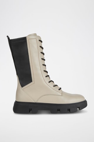 Bottines en cuir nappa Vilde Taupe et noir