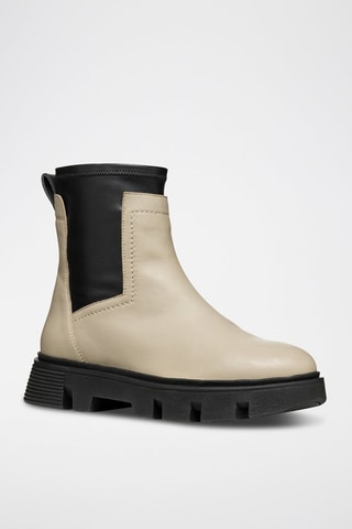 Bottines en cuir d’agneau nappa Vilde - Taupe et noir