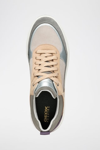 Baskets plateformes en cuir de veau nubuck Spherica - Gris foncé et violet