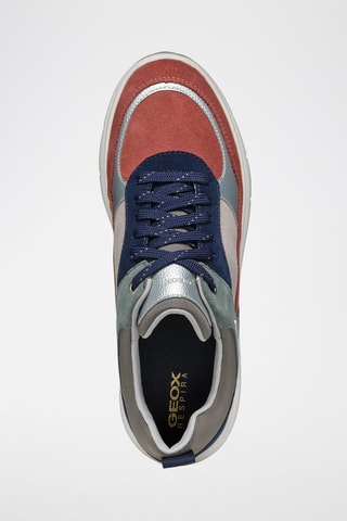 Baskets plateformes en cuir de veau nubuck Spherica - Vieux rose et bleu marine