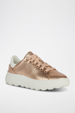 Baskets plateformes en cuir de chèvre Spherica - Doré rose