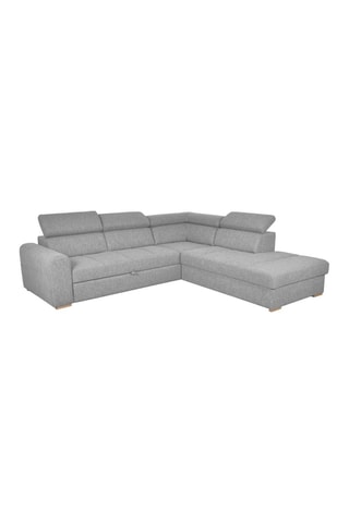Canapé d'angle droit convertible Armand - Gris - Couchage 198 x 127 cm