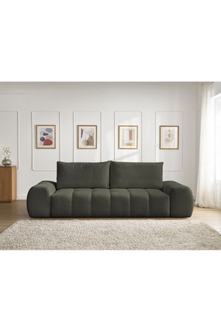 Canapé droit convertible Everest - Vert foncé - 3 places - En polyester - Couchage 153 x 197 cm