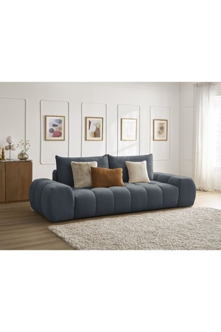 Canapé droit convertible Everest - Bleu foncé - 3 places - En polyester - Couchage 197 x 153 cm