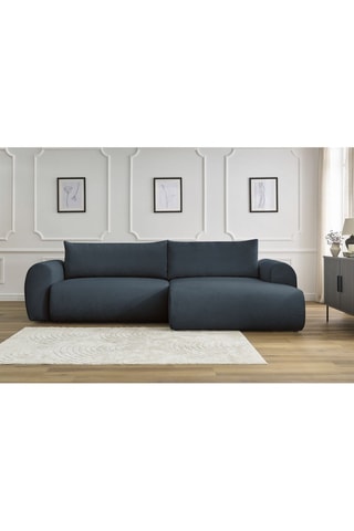 Canapé d'angle droit convertible Lucien - Bleu foncé