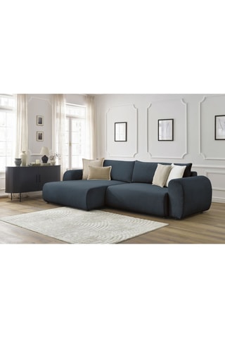 Canapé d'angle gauche convertible Lucien - Bleu foncé