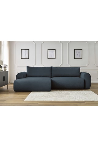 Canapé d'angle gauche convertible Lucien - Bleu foncé