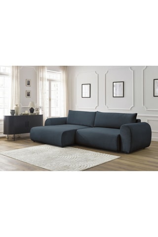 Canapé d'angle gauche convertible Lucien - Bleu foncé