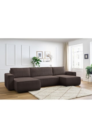 Canapé panoramique convertible Nihad - Marron