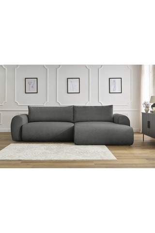 Canapé d'angle droit convertible Lucien - Gris foncé