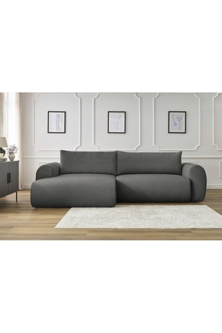 Canapé d'angle gauche convertible Lucien - Gris foncé