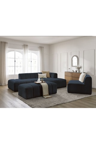 Hoekzetel Links en Poef Annecy - Donkerblauw - 5 en 1 Zitplaatsen - Stof