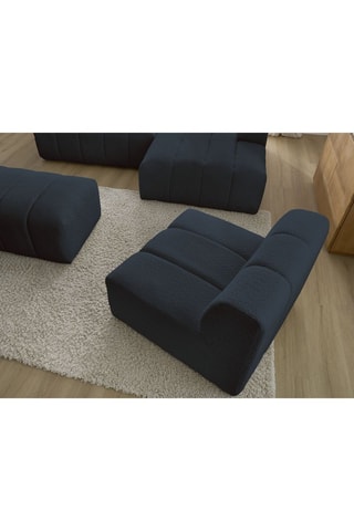 Hoekzetel Links en Poef Annecy - Donkerblauw - 5 en 1 Zitplaatsen - Stof