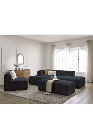 Hoekzetel Links en Poef Annecy - Donkerblauw - 5 en 1 Zitplaatsen - Stof