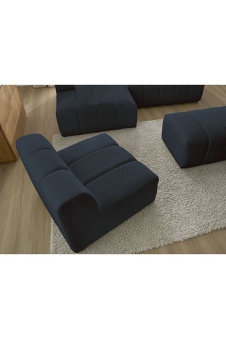 Hoekzetel Links en Poef Annecy - Donkerblauw - 5 en 1 Zitplaatsen - Stof