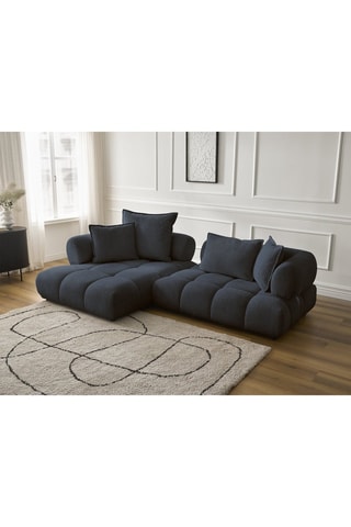 Hoekzetel links Alya - Donkerblauw - 3 Zitplaatsen - Stof