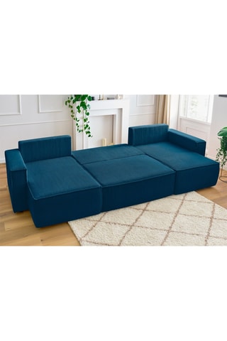 Canapé panoramique convertible Nihad - 
Bleu - Couchage 328 x 139 cm