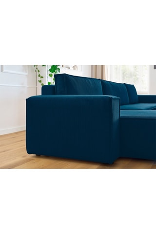 Canapé panoramique convertible Nihad - 
Bleu - Couchage 328 x 139 cm