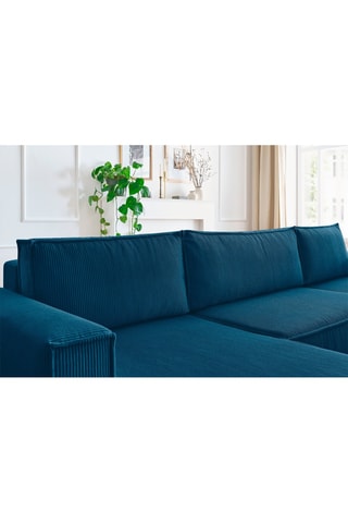 Canapé panoramique convertible Nihad - 
Bleu - Couchage 328 x 139 cm