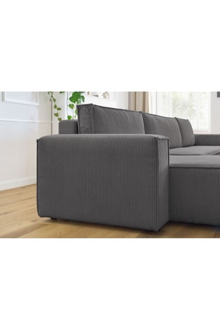 Canapé d'angle panoramique convertible Nihad - Gris foncé - Couchage 328 x 139 cm
