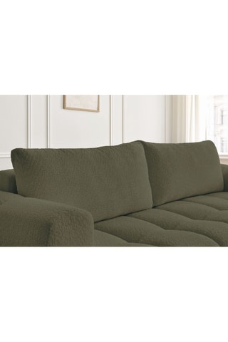 Canapé droit convertible Fuji - Vert - 3 places - Tissu bouclette - Couchage 154 x 192 cm