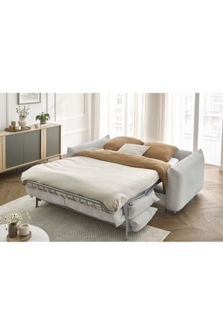 Canapé convertible Ernest - Gris clair - 3 places - Tissu lisse - Couchage 140/160 x 190 cm