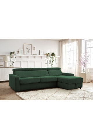 Canapé d'angle réversible convertible Monaco - Vert - Couchage 190 x 140 cm