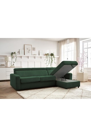 Canapé d'angle réversible convertible Monaco - Vert - Couchage 190 x 140 cm