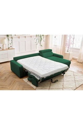 Canapé d'angle réversible convertible Monaco - Vert - Couchage 190 x 140 cm