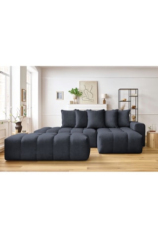 Canapé d'angle droit et pouf Mont-Blanc - 
Bleu marine