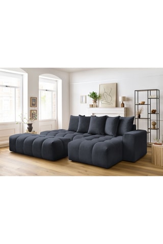 Canapé d'angle droit et pouf Mont-Blanc - 
Bleu marine