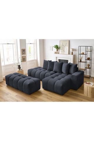 Canapé d'angle droit et pouf Mont-Blanc - 
Bleu marine