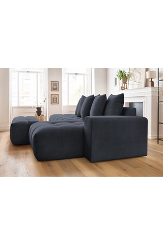 Canapé d'angle droit et pouf Mont-Blanc - 
Bleu marine