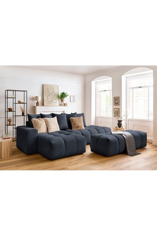 Canapé d'angle gauche et pouf Mont-Blanc - 
Bleu marine