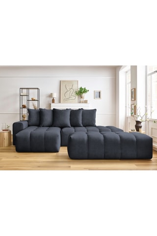 Canapé d'angle gauche et pouf Mont-Blanc - 
Bleu marine