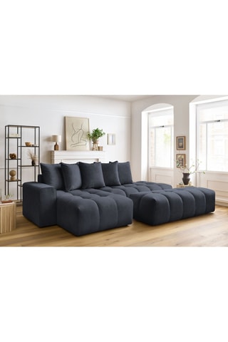 Canapé d'angle gauche et pouf Mont-Blanc - 
Bleu marine