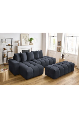 Canapé d'angle gauche et pouf Mont-Blanc - 
Bleu marine