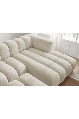 Canapé d’angle droit et pouf Talia - Beige - 4 places - En tissu bouclette