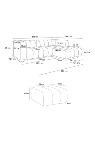 Canapé d’angle gauche et pouf Talia - Beige - 4 places - En tissu bouclette