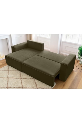 Canapé d'angle réversible convertible Nihad - Vert - Couchage 231 x 130 cm