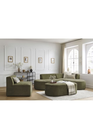 Canapé d'angle droit modulable, chauffeuse et pouf  Rousseau - Vert